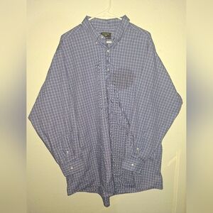 Dockers Brand Men's Blue and Orange Plaid Casual Button-down Shirt